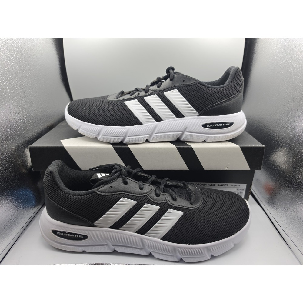 Adidas: Cloudfoam Flex Laces Men's 10.5 Black White Sneakers HQ4854